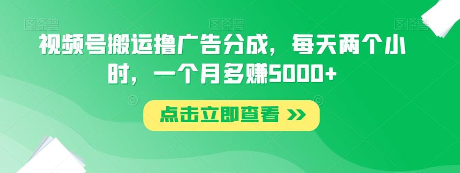 视频号搬运撸广告分成，每天两个小时，一个月多赚5000+-511资料网