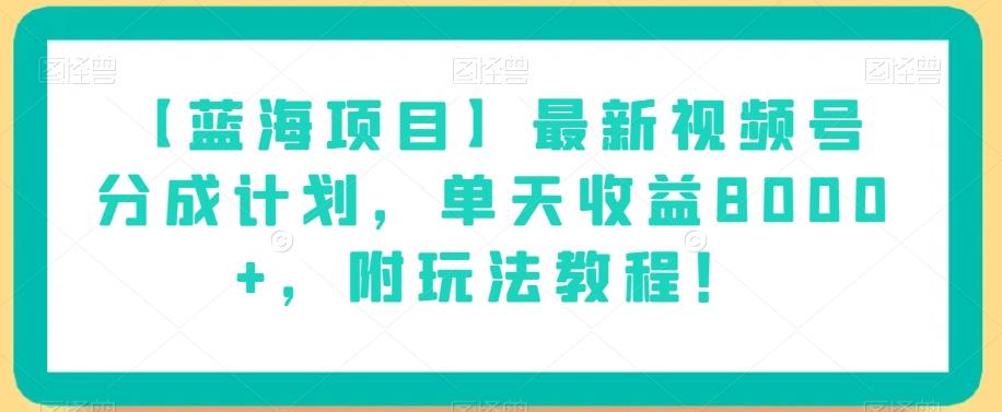 【蓝海项目】最新视频号分成计划，单天收益8000+，附玩法教程！-511资料网