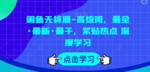 闲鱼无货源-高级班，最全·最新·最干，紧贴热点 深度学习-511资料网