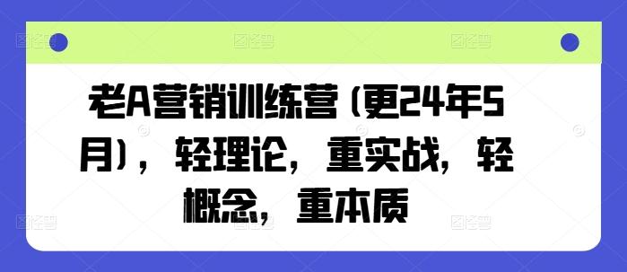 老A营销训练营(更24年6月)，轻理论，重实战，轻概念，重本质-511资料网