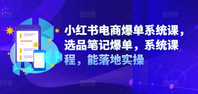 小红书电商爆单系统课，选品笔记爆单，系统课程，能落地实操-511资料网