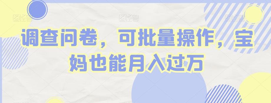 调查问卷，可批量操作，宝妈也能月入过万-511资料网