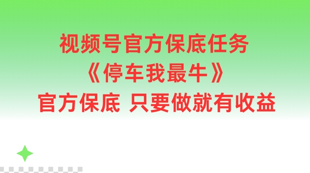 视频号官方保底任务，停车我最牛，官方保底只要做就有收益【揭秘】-511资料网