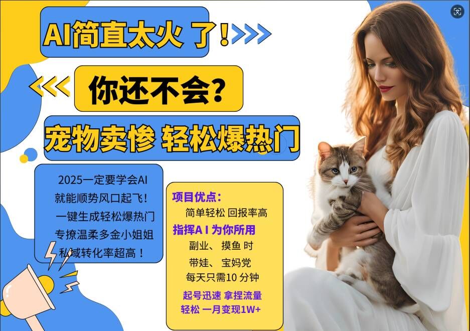 小红书AI宠物卖惨打工项目，一键生成轻松爆热门，专撩温柔多金小姐姐，私域转化率超高-511资料网