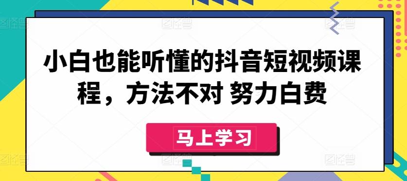 小白也能听懂的抖音短视频课程，方法不对 努力白费-511资料网