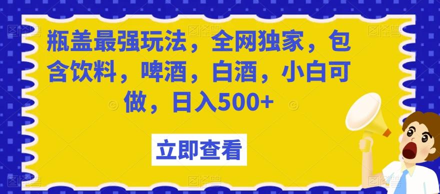 瓶盖最强玩法，全网独家，包含饮料，啤酒，白酒，小白可做，日入500+【揭秘】-511资料网