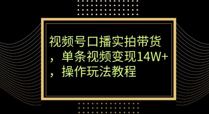 视频号口播实拍带货，单条视频变现14W+，操作玩法教程-511资料网