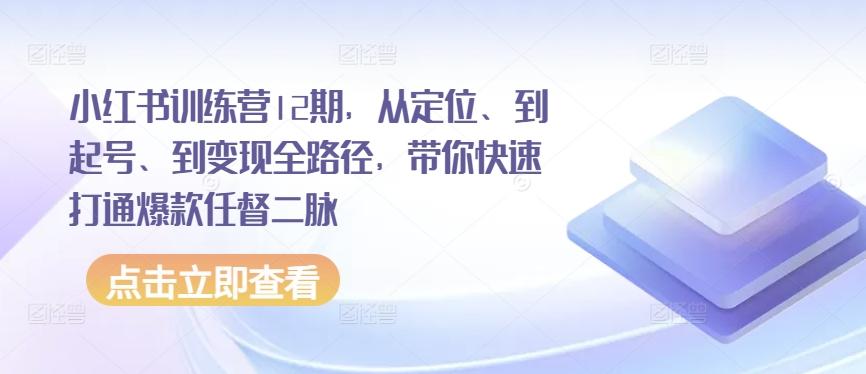 小红书训练营12期，从定位、到起号、到变现全路径，带你快速打通爆款任督二脉-511资料网