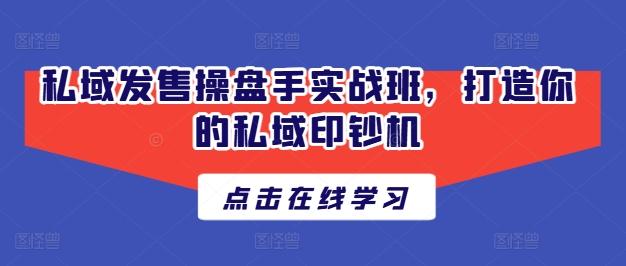 私域发售操盘手实战班，打造你的私域印钞机-511资料网