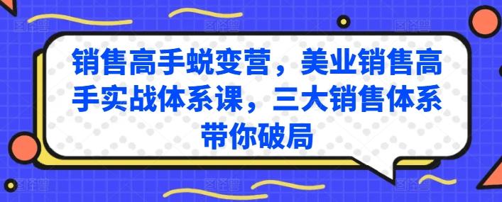 销售高手蜕变营，美业销售高手实战体系课，三大销售体系带你破局-511资料网