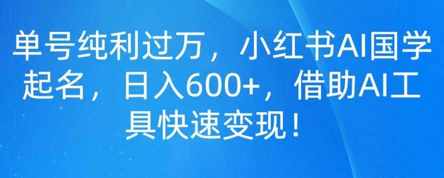 单号纯利过万，小红书AI国学起名，日入600+，借助AI工具快速变现-511资料网