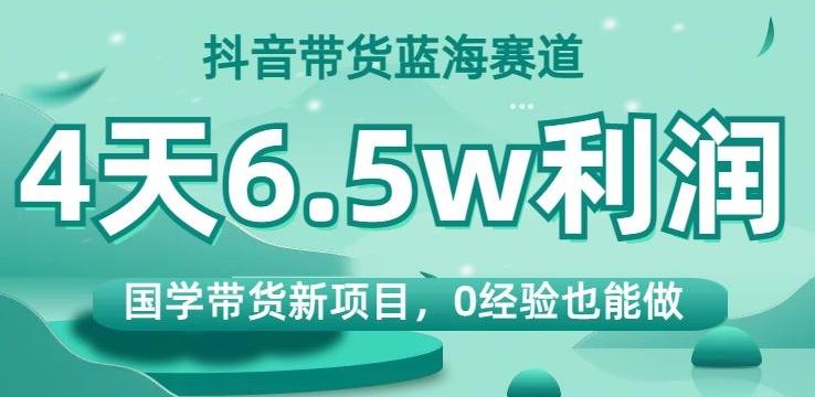 抖音带货蓝海赛道，国学带货新项目，0经验也能做，4天6.5w利润【揭秘】-511资料网