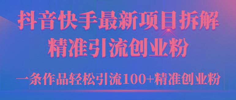 (9447期)2024年抖音快手最新项目拆解视频引流创业粉，一天轻松引流精准创业粉100+-511资料网
