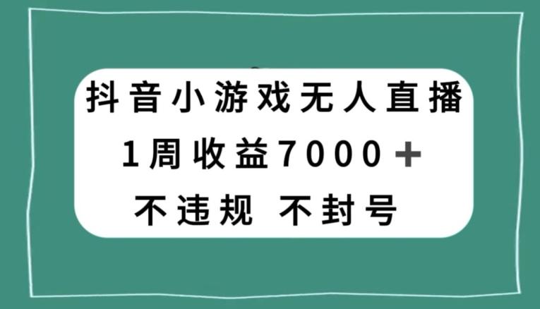 抖音小游戏无人直播，不违规不封号1周收益7000+，官方流量扶持【揭秘】-511资料网