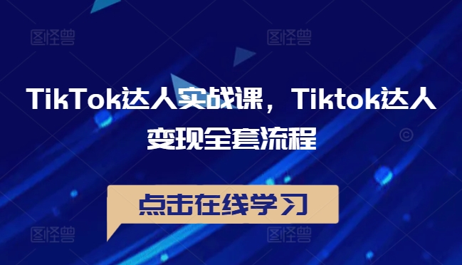 TikTok达人实战课，Tiktok达人变现全套流程-511资料网