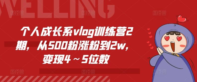 个人成长系vlog训练营2期，从500粉涨粉到2w，变现4～5位数-511资料网