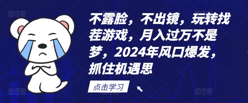 不露脸，不出镜，玩转找茬游戏，月入过万不是梦，2024年风口爆发，抓住机遇【揭秘】-511资料网