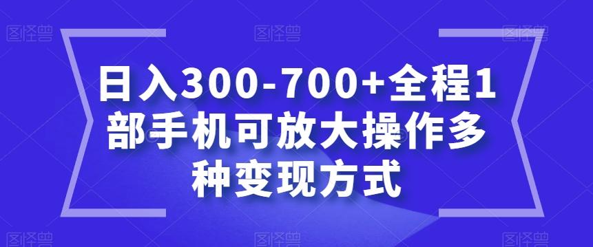 日入300-700+全程1部手机可放大操作多种变现方式【揭秘】-511资料网