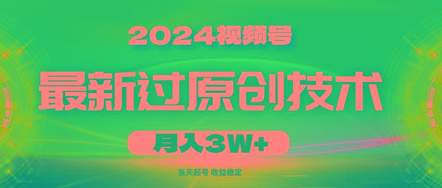2024视频号最新过原创技术，当天起号，收益稳定，月入3W+-511资料网