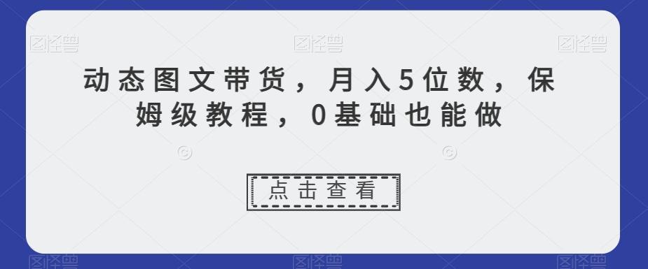 动态图文带货，月入5位数，保姆级教程，0基础也能做【揭秘】-511资料网