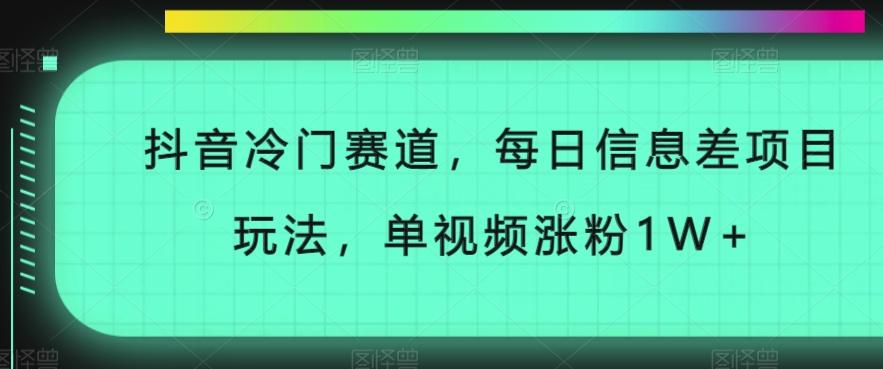抖音冷门赛道，每日信息差项目玩法，单视频涨粉1W+-511资料网