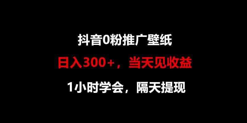 日入300+，抖音0粉推广壁纸，1小时学会，当天见收益，隔天提现-511资料网
