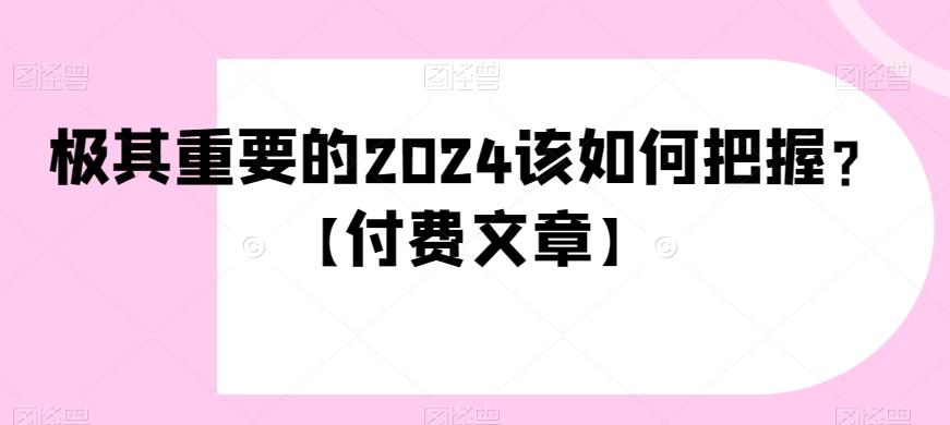 极其重要的2024该如何把握？【付费文章】-511资料网