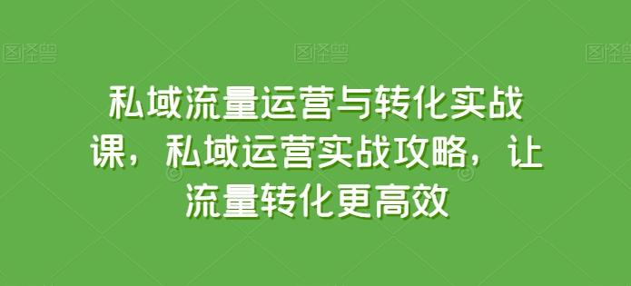 私域流量运营与转化实战课，私域运营实战攻略，让流量转化更高效-511资料网