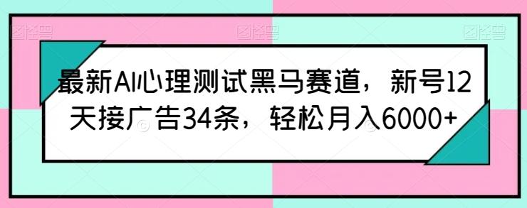 最新AI心理测试黑马赛道，新号12天接广告34条，轻松月入6000+【揭秘】-511资料网