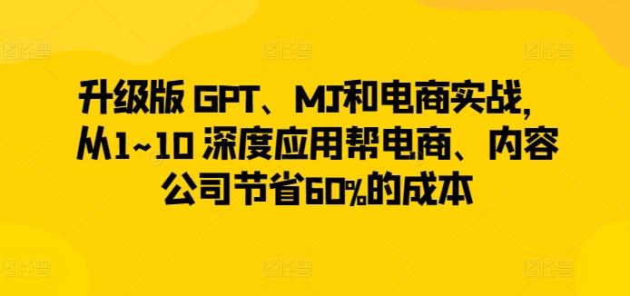 升级版 GPT、MJ和电商实战，从1~10 深度应用帮电商、内容公司节省60%的成本-511资料网