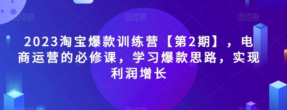 2023淘宝爆款训练营【第2期】，电商运营的必修课，学习爆款思路，实现利润增长-511资料网