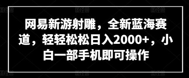 网易新游射雕，全新蓝海赛道，轻轻松松日入2000+，小白一部手机即可操作【揭秘】-511资料网