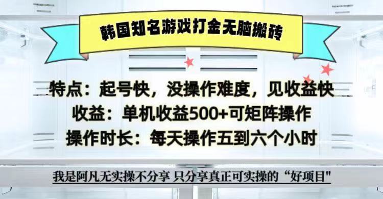 全网首发海外知名游戏打金无脑搬砖单机收益500+ 即做！即赚！当天见收益！-511资料网