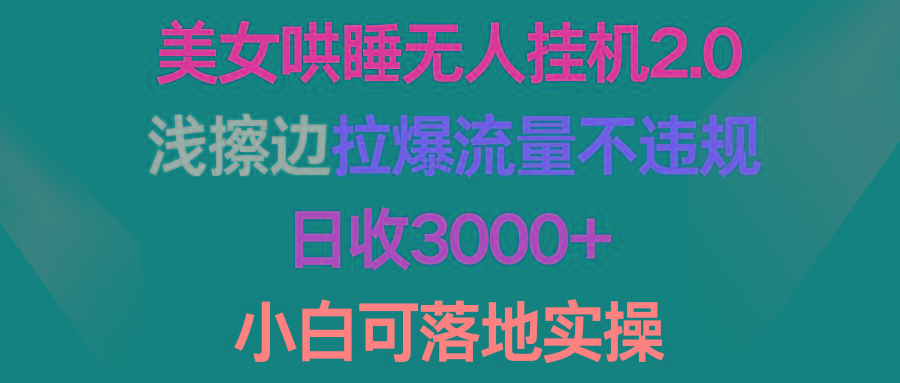 (9905期)美女哄睡无人挂机2.0，浅擦边拉爆流量不违规，日收3000+，小白可落地实操-511资料网