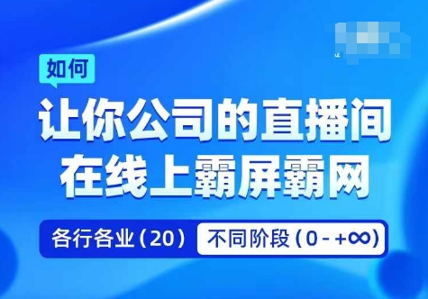 企业矩阵直播霸屏实操课，让你公司的直播间在线上霸屏霸网-511资料网