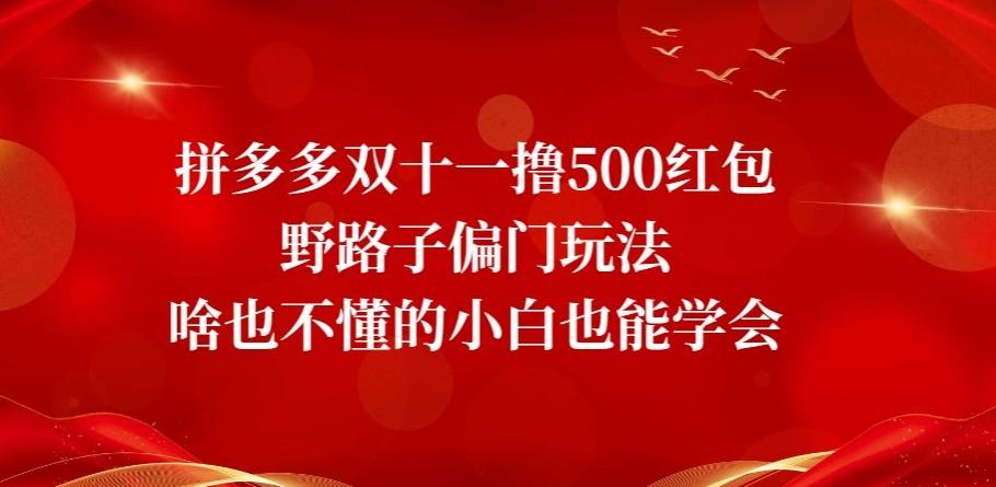 拼多多双十一撸500红包野路子偏门玩法，啥也不懂的小白也能学会【揭秘】-511资料网