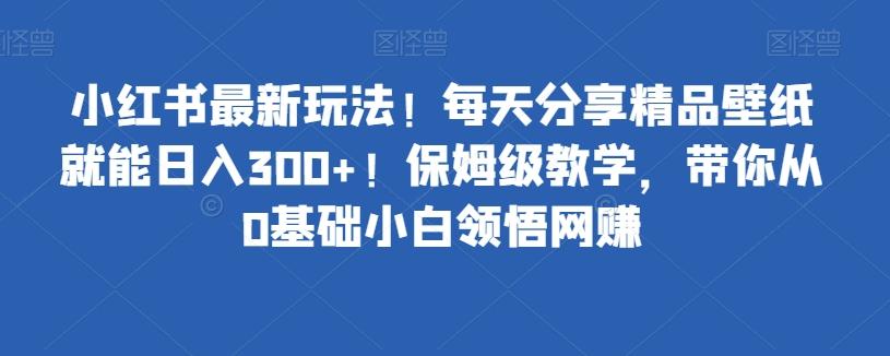 小红书最新玩法！每天分享精品壁纸就能日入300+！保姆级教学，带你从0基础小白领悟网赚-511资料网